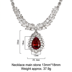 Collar con Colgante de Zirconia Colorida en Forma de Gota de Agua de 13*18mm, Chapado en Platino y Cobre, Antideslustre, Joyería Moderna para Fiestas, Venta al Por Mayor - Product Image 4