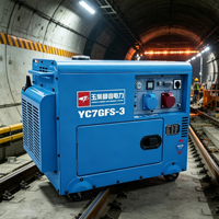 Générateur diesel silencieux de 7 kW pour chantier de construction, groupe électrogène insonorisé robuste Yuchai YC7GFS-3 avec roues mobiles