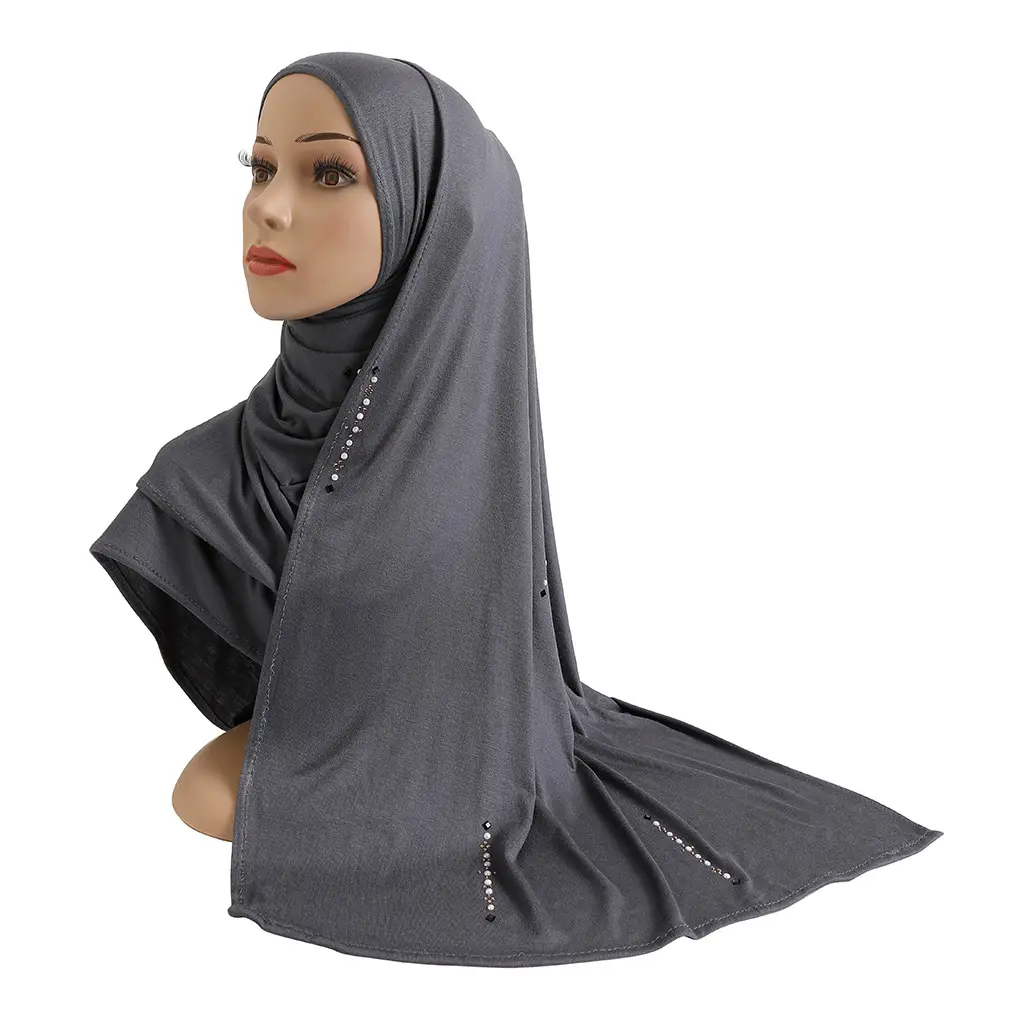 ホット販売プレミアムジャージーコットンスカーフ女性ヒジャーブ弾性女性イスラム教徒のヘッドスカーフイスラム教徒のモーダルホワイトジャージーヒジャーブ