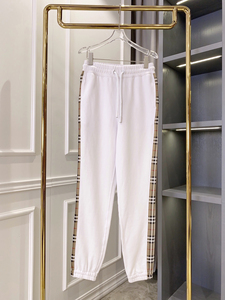 Pantalones Deportivos Unisex Vintage con Paneles Laterales a Cuadros, Estilo Burberry, Cintura con Cordón, Pantalones Casuales de Lujo de Diseñador - Product Image 6