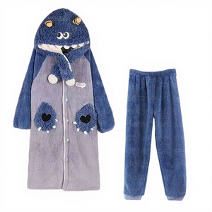 Conjunto de Pijama de Franela de Coral con Diseño de Dibujos Animados 2024, Grueso y Acolchado, con Sudadera con Capucha de Perro <span class=keywords><strong>Pacha</strong></span>, Mantas Usables - Product Image 1