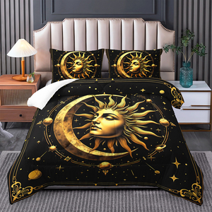 Bohemian mặt trăng mặt trời vàng đen bedding Set 3D in kỹ thuật số <span class=keywords><strong>Comforter</strong></span> Set - Product Image 1