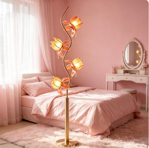 Lampe artistique à fleurs la plus vendue, en fer et verre, design lotus, LED, base E26, avec éclairage d'ambiance doux pour l'étude et la relaxation - Product Image 1