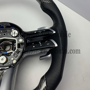 พวงมาลัยหุ้มหนังคาร์บอนไฟเบอร์แบบมีรูพรุนสำหรับพวงมาลัยเมอร์เซเดสเบนซ์ W177 W213 W204 C257 - Product Image 4