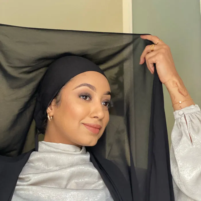 2022 New Silk Lined Instant Chiffon Hijab mit Unter schal Satin Seide gefüttert Hijab Instant Hijabs mit Seiden futter unter Kappe