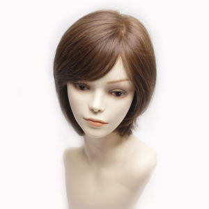 Perruque Bob bouclée à nouer à la main, mélange de cheveux humains, noir naturel et brun, sans colle, sans nœuds, légère, pour l'été - Product Image 5