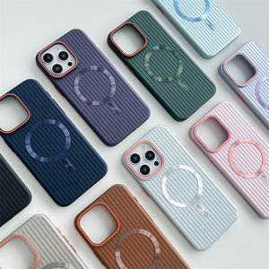 Carcasa de PC dura anticaída corrugada de lujo, funda de teléfono magnética de carga inalámbrica de protección completa para iPhone 15 Pro Max <span class=keywords><strong>MI</strong></span> 13 14 - Product Image 3