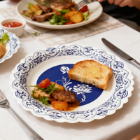 Assiette en Papier Ronde Écologique 7,5 po « Porcelaine Bleue et Blanche » Bleu Foncé, Vaisselle Jetable Saine pour Fêtes et Réceptions