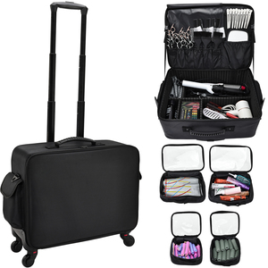 Extra Large Cosmetic Artist Bag Portable Cosmetology <b>Case</b> on Wheels Rolling <b>Makeup</b> Train <b>Case</b> for Hairstylists Nail Tech - Product Image 1