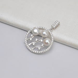 Pendentif Wenchi en argent S925, motif fleur avec perles multiples, vide, personnalisable, pour bijoux DIY, rehaussez votre style, modèle 13906 - Product Image 3