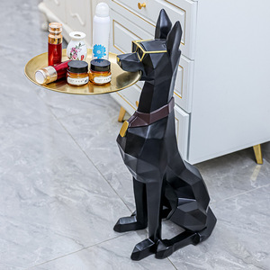 Modern Dog Tray Resin Crafts Animal Statues Garden Living Room Floor Ornaments Creative Doberman Figurine Home Decor