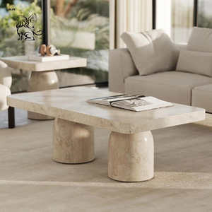 BLVE Design Moderne Salon Rupture De Luxe Colonne Romaine Rivière Pierre Table Beige Marbre Côté Table Basse - Product Image 6