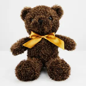 Petit ours en peluche brun quantité minimale de commande avec nœud papillon, ours en peluche en stock, joli ours en peluche pour cadeau promotionnel