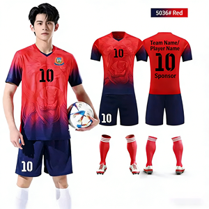 Uniforme de Fútbol Personalizado para Clubes y Equipos, Conjunto Completo de Camiseta de Fútbol China, Uniforme Unisex 100% Poliéster Antibacterial con Cuello Redondo - Product Image 2