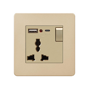 EU/<b>UK</b> Standard Gold Tempered Glass Panel Multi-functional Wall Socket ABS Material Max Current 10A Max Voltage 110V <b>WiFi</b> Network - Product Image 3