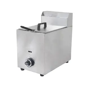 Food Shop Commercial Equipment Single Basket 6L Capacity Electric Gas Chicken Potato Chips Deep Fryers Machine