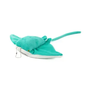 Mainan Boneka Manta Rays Hewan Laut Lembut Bordir Kustom