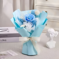 Nouveauté - Cadeau pour la Saint-Valentin, la fête des mères, Noël - Bouquet de roses éternelles préservées faites à la main - Boîte carrée - Longue durée - 3-5 jours
