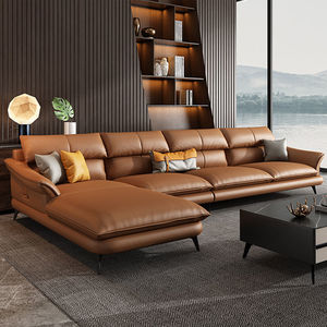 Ghế sofa góc da hiện đại ATUNUS, phòng khách, da Ý cao cấp, màu đen xám, kiểu chữ <span class=keywords><strong>L</strong></span> - Product Image 2