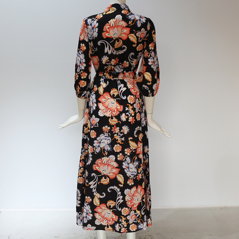chinese dress ladies Vintage Floral Print Maxi Dress