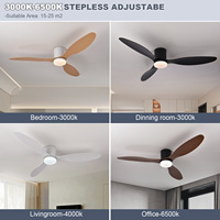 Kipas Angin Plafon Modern 3 Baling-Baling dengan Lampu, Profil Rendah, Dapat Diredupkan, Suhu Warna 3000K-6000K, Remote, untuk Kamar Tidur, Ruang Makan, Kantor