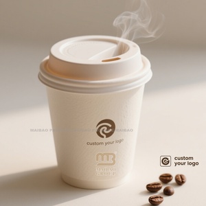 Venta al por mayor impresión personalizada doble pared 3oz 6oz 7oz 9oz 14oz taza de papel de café para café, 8oz/12oz/16oz taza de bebida caliente negra - Product Image 1