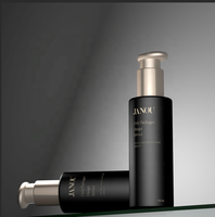 Flacon pompe cosmétique de luxe 150 ml en PET/PC noir, couleur or champagne, avec logo personnalisé, vide, pour sérum de soin, emballage OEM/ODM