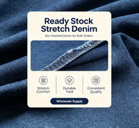 Tissu denim tissé extensible lavé 10*200D 8oz en mélange coton polyester élasthanne, en stock, pour vêtements de travail pour garçons, sacs, tabliers et vêtements pour enfants