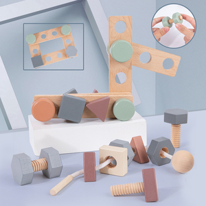 Montessori Macron legno <span class=keywords><strong>dado</strong></span> giochi educativi vite combinazione blocco filettatura perline Juguetes giocattoli per bambini ragazzi ragazze - Product Image 2