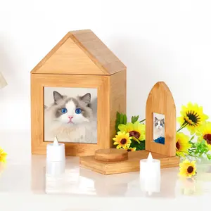 Individuelle Bambus personalisierte Kremationsurnen Haustier-Gedenk-Erinnerungsurnen Fotobox Haustier-Kremationsurne für Haustier
