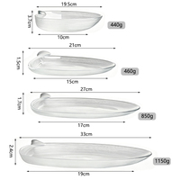 Plats de service en verre transparent, assiettes créatives en verre avec poignée, écologiques, durables, non toxiques, sans BPA, pour fruits de mer et sushis