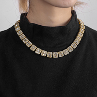 Chaîne à Maillons de Tennis Hiphop Rappeur Plaqué Or Bijoux de Mode en Alliage de Zinc Durable pour Cadeaux Colliers