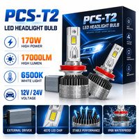 Phare LED professionnel PCS-T2 170W 17000LM avec matrice de 24 LED H7 H11 9005 9006 homologué DOT E-mark IP68 – Spécialiste de la rétrofit