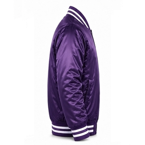 Purple <b>Men's</b> Satin <b>Jacket</b> Solid Color Custom Logo Satin Casual Wear Outerwear Regular Fit Comfortable Satin <b>Jacket</b> For <b>Men</b> - Product Image 4