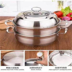 Olla para sopa de acero inoxidable de doble capa con tapa, vaporera multifuncional para cocinar y servir - Product Image 2