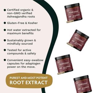 OEM/ODM KSM 66 Ashwagandha 캡슐 순수 유기농 뿌리 분말 추출물 아유르베 다 보충 캡슐 - Product Image 6