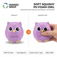Vente en gros de moulures en mousse de polyuréthane personnalisées, hibou en PU souple à récupération lente, balle anti-stress, cadeau promotionnel, logo et couleur personnalisés