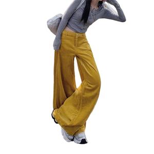 Mùa Thu Và Mùa Đông Của Phụ Nữ Retro Cao Eo Rộng Rộng Rộng Chân Vải Nhung Quần Dây Kéo Bay & Nút Đóng Cửa Giản Dị Thẳng Quần - Product Image 4