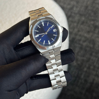 Reloj de Hombre Estilo Extranjero, Esfera Azul, Acero Inoxidable, Reloj de Pulsera de Lujo Mecánico Automático