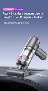 Aspiradora Inalámbrica para Auto de Alta Calidad, con Botón de Encendido, Malla de Acero, Portátil, Recargable, 12000 PA de Succión, Depósito de Polvo de 160ML, 5 Boquillas - Product Image 2