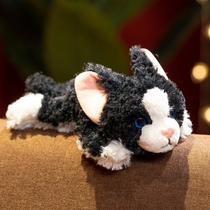 Healing-Style Lying <strong>Black</strong>-<strong>and</strong>-<strong>White</strong> Devon Rex Plush Doll Cute <strong>Cat</strong> <strong>Stuffed</strong> Toy Perfect Gift for Kids Home Decoration - Product Image 1