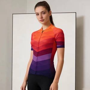 Maillot de Ciclismo Unisex de Manga Corta para Verano, Ajustado, Transpirable, Impermeable, que Absorbe el Sudor, con Patrón de Colores Mezclados, para Ciclismo de Carretera - Product Image 3