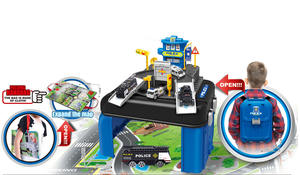 Nueva llegada mochila 37PCs DIY Polices Die Cast Car Parking Lot Track Toy Set con mapa para niños - Product Image 2