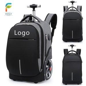 Sac à dos à roulettes géométrique en tissu Oxford à grande roue, sac de voyage, sac d'affaires, sac d'école, sac à roulettes pour ordinateur portable - Product Image 2