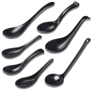 10-piece melamine <b>spoon</b> pack, black imitation porcelain, <b>small</b> <b>spoons</b> for spicy hot pot, plastic restaurant <b>spoons</b>, ramen and - Product Image 1