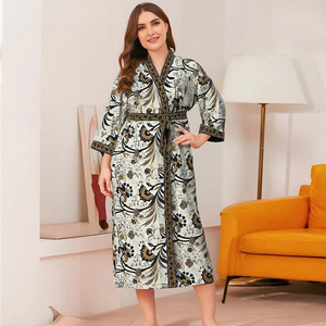 Nouvelle Robe de Nuit Longue Grande Taille en Soie Glacée à Imprimé Floral 2026 pour Femme – Kimono Élégant et Peignoir Confortable - Product Image 3