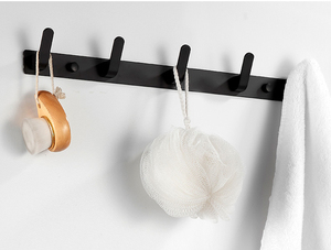 WEKIS Porte-manteau mural décoratif noir en métal à 5 crochets, auto-adhésif, écologique, pour salon, armoire, vêtements, manteaux - Product Image 5