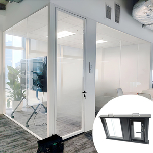 Nội thất văn phòng màu đen nhôm và kính phân vùng với cửa/giá rẻ văn phòng tường trang trí phân vùng tường kính - Product Image 1