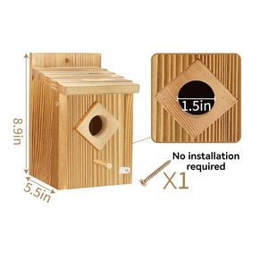 Maison <span class=keywords><strong>d</strong></span>'oiseau bleu en bois nichoir en bois abri pour oiseaux de jardin sanctuaire <span class=keywords><strong>d</strong></span>'oiseaux en bois idéal pour les hirondelles et les pinsons - Product Image 2