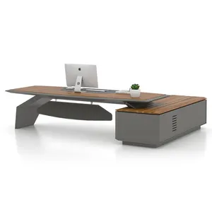 Luxurious Home Office Wooden Writing Desk Work Table Fine Workmanship Office Furniture L Shape Executive Table